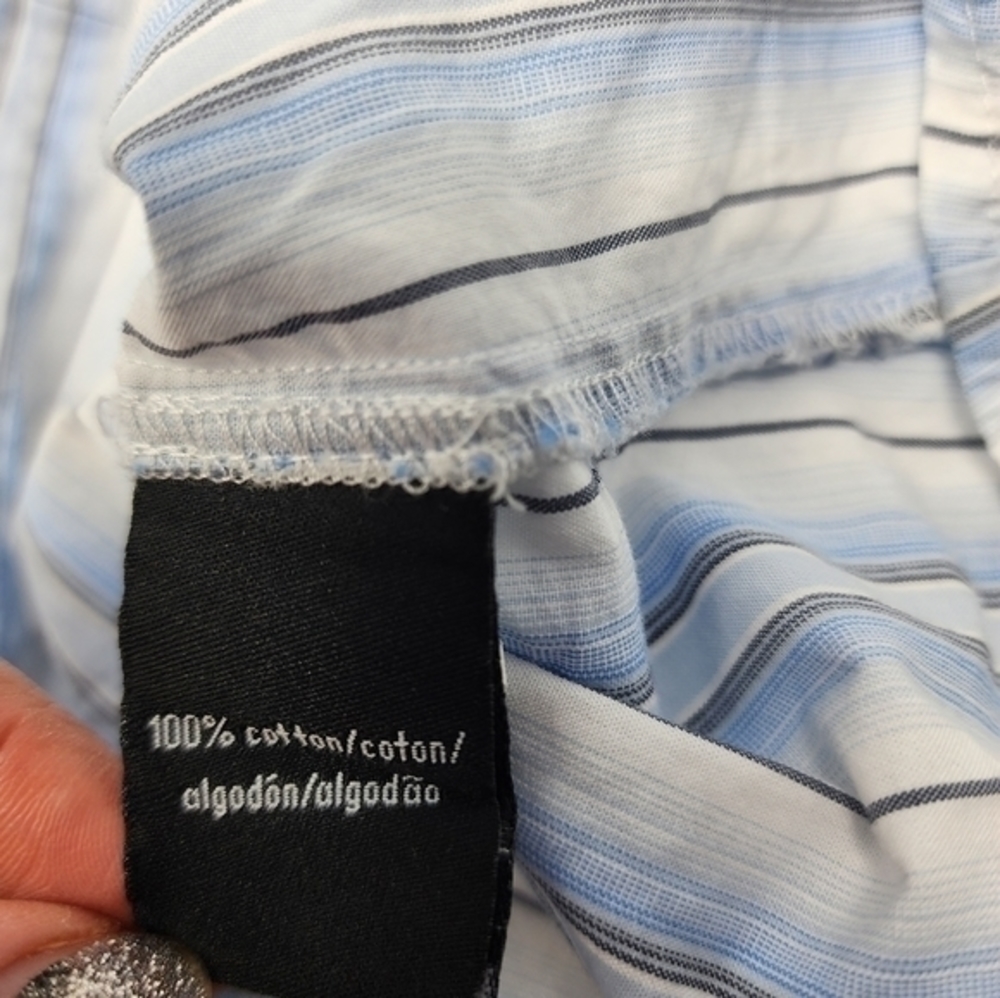 Calvin Klein Jeans Cotton‎ Blue Stipe Button Down Shirt XL - Picture 4 of 11